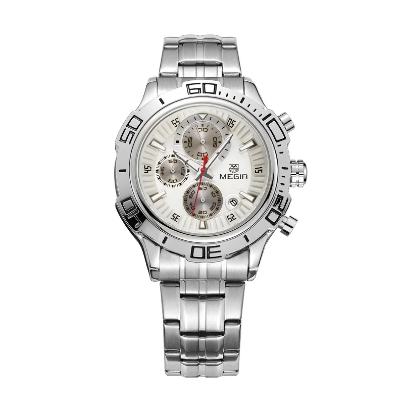 Часы наручные MEGIR Мужские кварцевые с хронографом модные светящиеся аналоговые