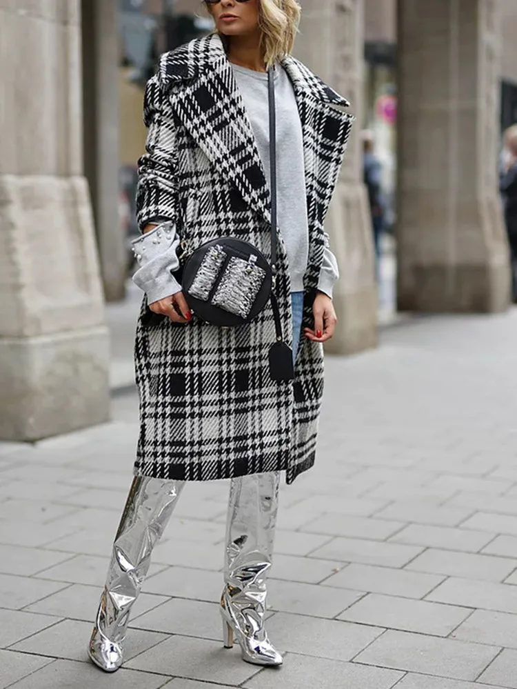 SAGACE элегантное осенне зимнее женское длинное пальто повседневное