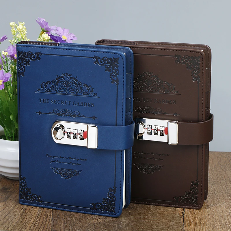 retro creative stationery notebook Password book with lock diary thread installed Notepad Business books school office supplies | Дом и сад