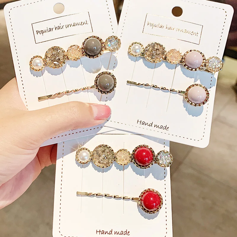 Заколки для волос с жемчугом женские роскошные зажимы кристаллами модные