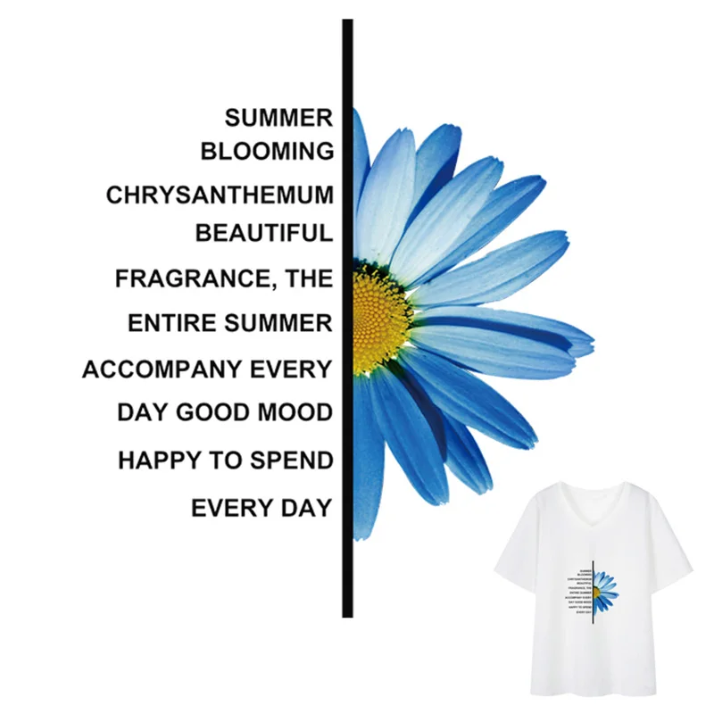 Наклейки сделай сам цветы Ромашки для футболки парчи с теплопередачей модные