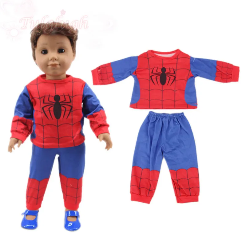 2 шт./компл. Пижама-паук Superheros Одежда для кукол новорожденных 43 см и 18-дюймовая