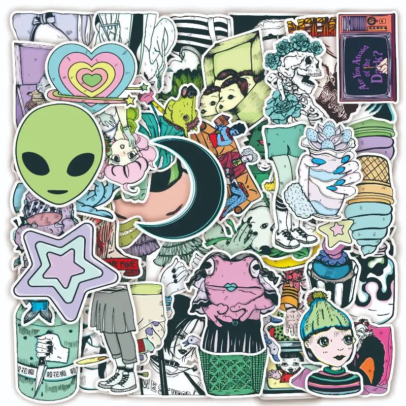 

50 шт., водонепроницаемые наклейки для ноутбука, чемодана, скейтборда, велосипеда