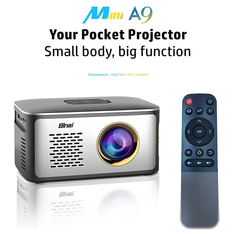 

Миниатюрный проектор Binai A9, 1000 люмен, 1080P, ЖК-порт, able проектор 1000:1, контрастность 4000 мАч, мини-проектор с HD USB-портом