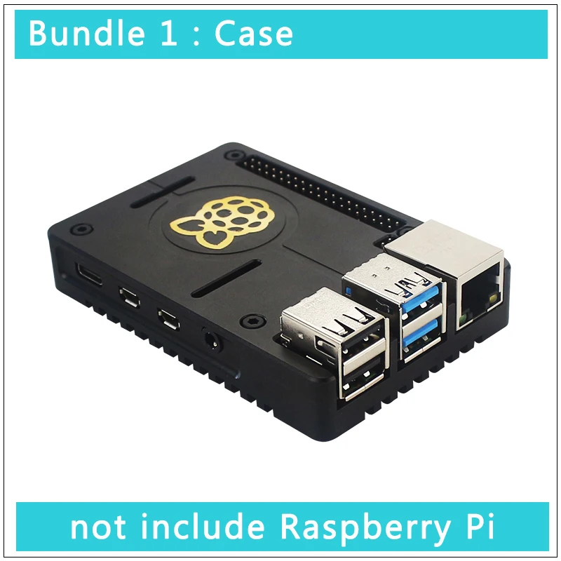 Алюминиевый Чехол Raspberry Pi 4 CNC, металлический корпус с пассивным охлаждением, совместимый с 3,5 дюймовым сенсорным ЖК-экраном для Raspberry Pi 4, Модель B - Цвет: Case
