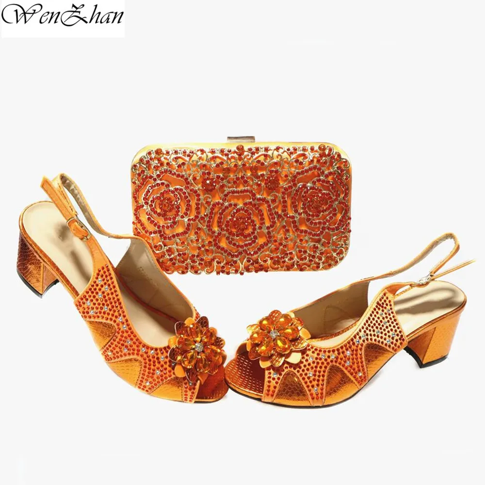 

Italian Ladies Shoes and Bags To Match Set Decorated with Rhinestones Ladies Nigeria Sandals With Soft Heels 38-43 e17-9