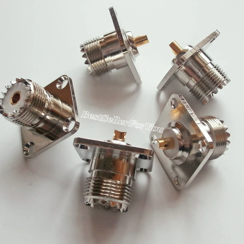 

10Pcs Connector UHF Female SO239 SO-239 Jack 4-Hole 25mm Flange Solder Panel Mount