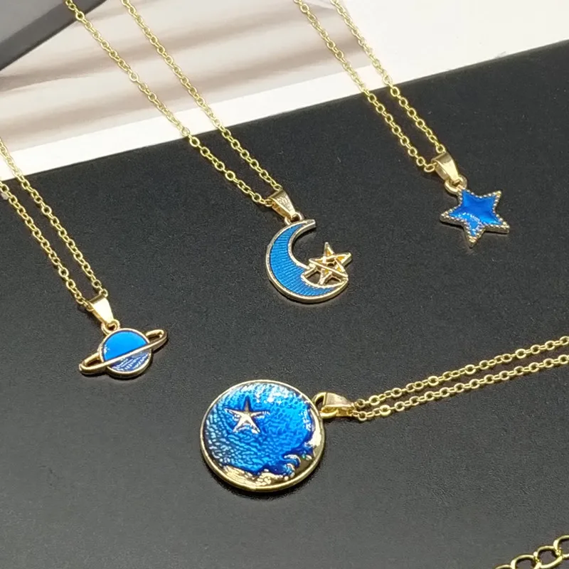 Украшение с пендантом "Звездное небо Вселенной" с золотистым оттенком для женщин/мужчин, подарок оптом.