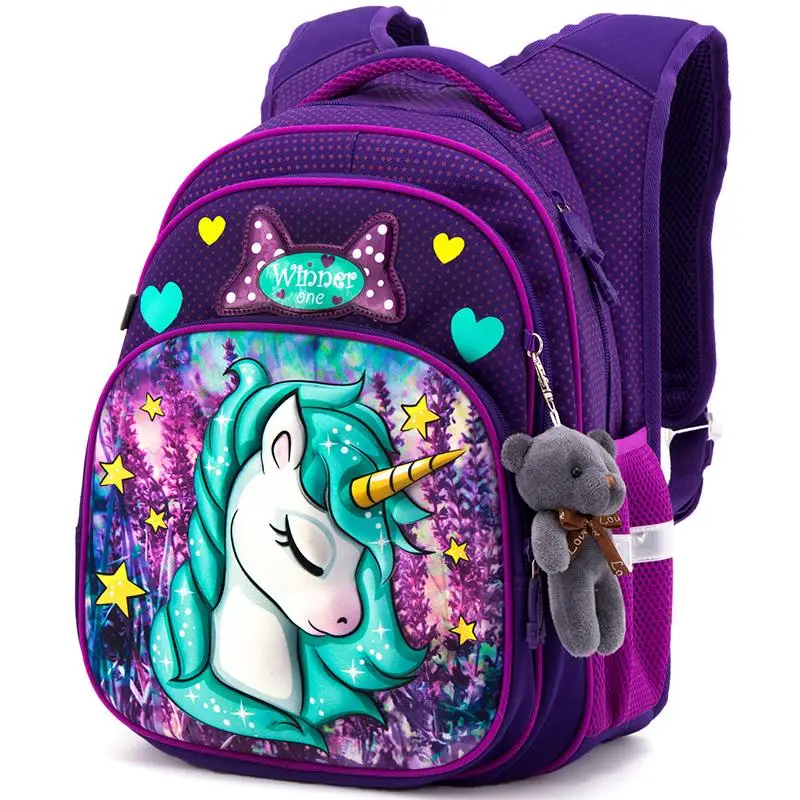 

Winner One 3D Cartoon School Bag For Gilrs Cartoon Pattern Orthopedic Backpack Children School Bags Student Mochila Grade 1-4