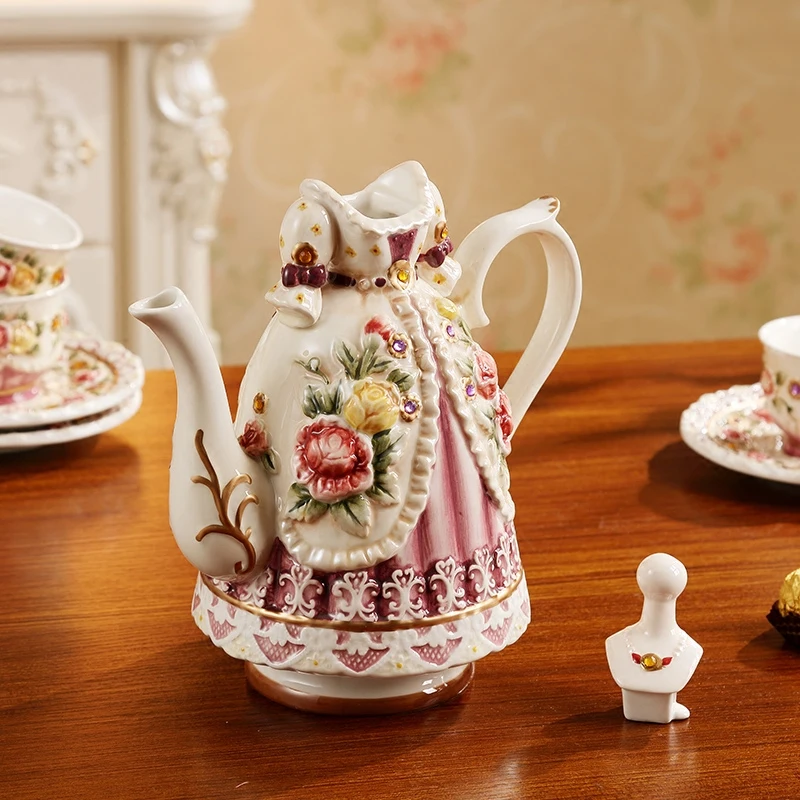 Европейский Викторианский ручная роспись тиснение Роза керамическая кофейная