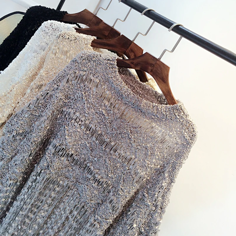 Женский свитер с рукавами летучая мышь Осенний ажурный топ бахромой пикантная