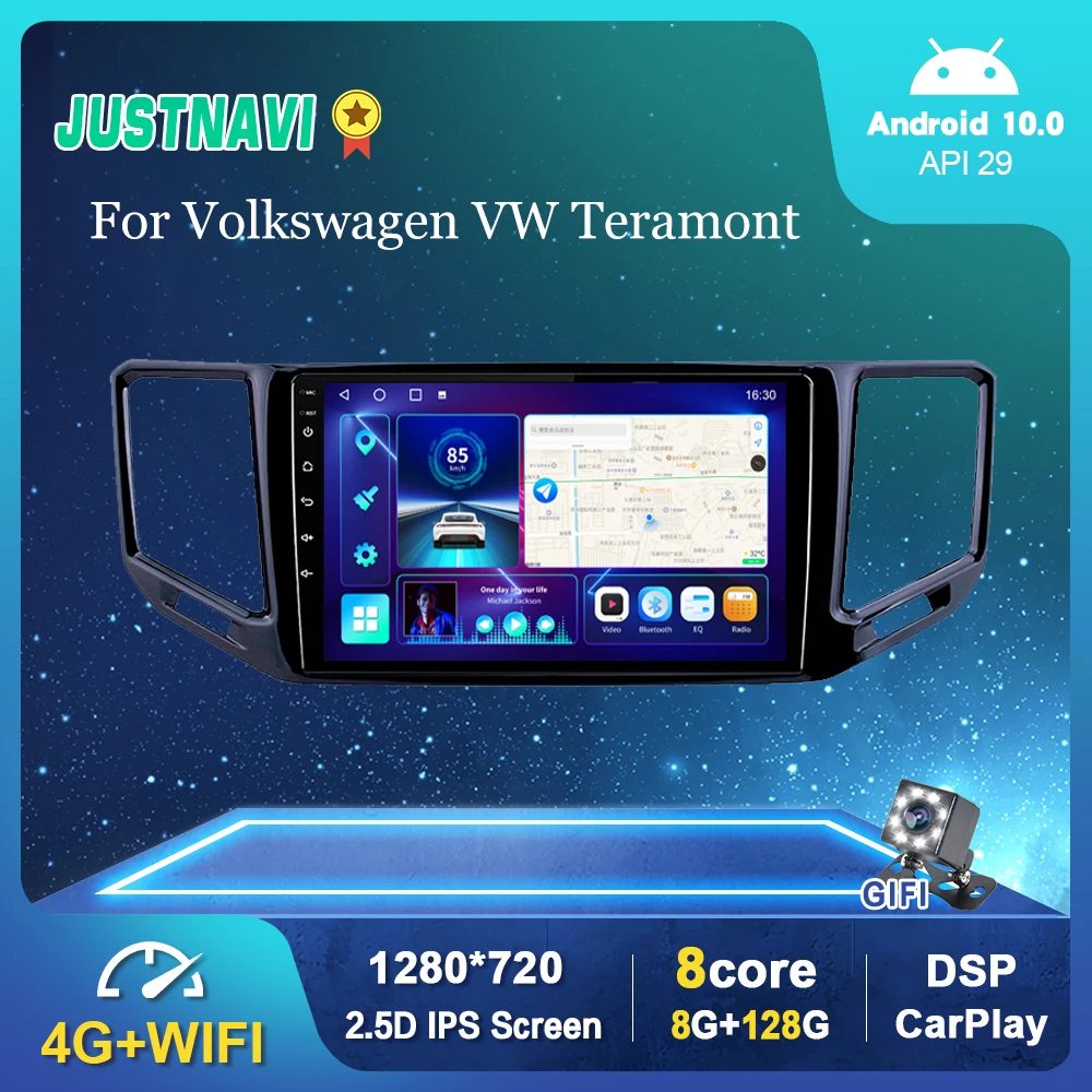 

Автомобильный радиоприемник JUSTNAVI DSP для Volkswagen VW Teramont 2017-2018, Android 10,0, GPS-навигация, головное устройство, 8-ядерное Авторадио, 2din DVD