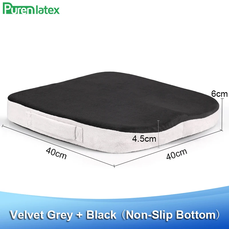 Flat Velvet Grey PurenLatex 40*40*6 см Ортопедическая подушка для копчика из пены с эффектом памяти для стула, подушки для автомобильного сиденья, подушки для инвалидных колясок, коврики с геморроем - Цвет: Flat Velvet Grey