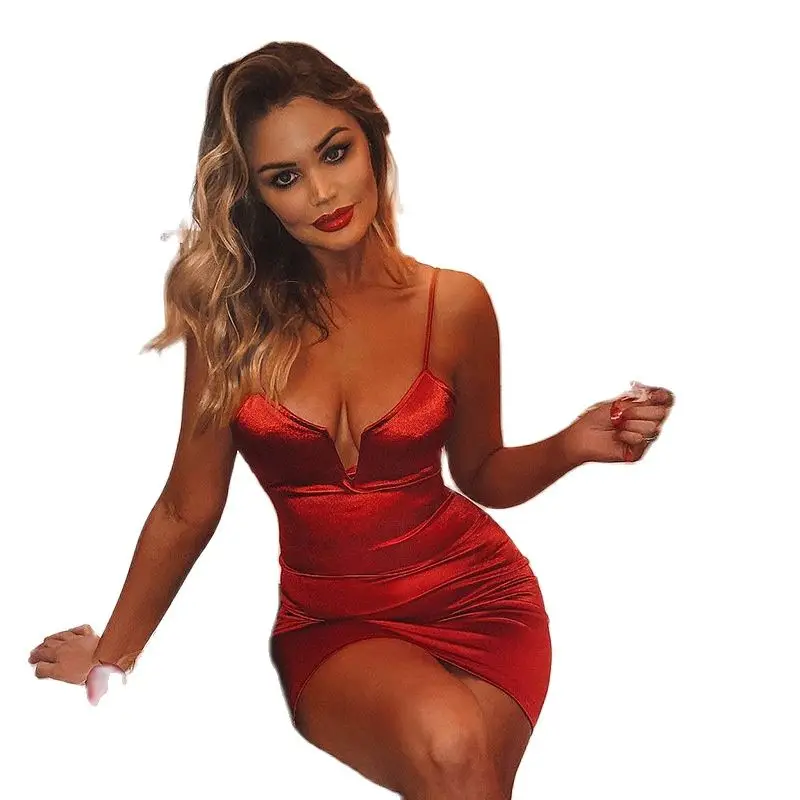 

Женское атласное платье без рукавов, с V-образным вырезом, на бретелях, красного, черного, серебристого цветов, с открытой спиной, для ночного...