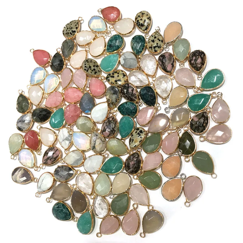 

1PC Natural Stone Cut face pendant Water drop shape Exquisite Pendants for Jewelry Making Diy necklace accessories Size 14x22mm