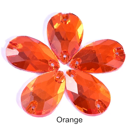 Orange Каплевидные стразы, много цветов, пришивные стразы с плоской задней стороной, стеклянные хрустальные каплевидные стразы, свадебное платье F0155 - Цвет: Orange