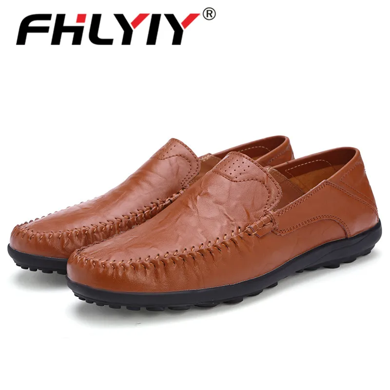 Туфли мужские из мягкой кожи роскошные Брендовые повседневные лоферы дышащая