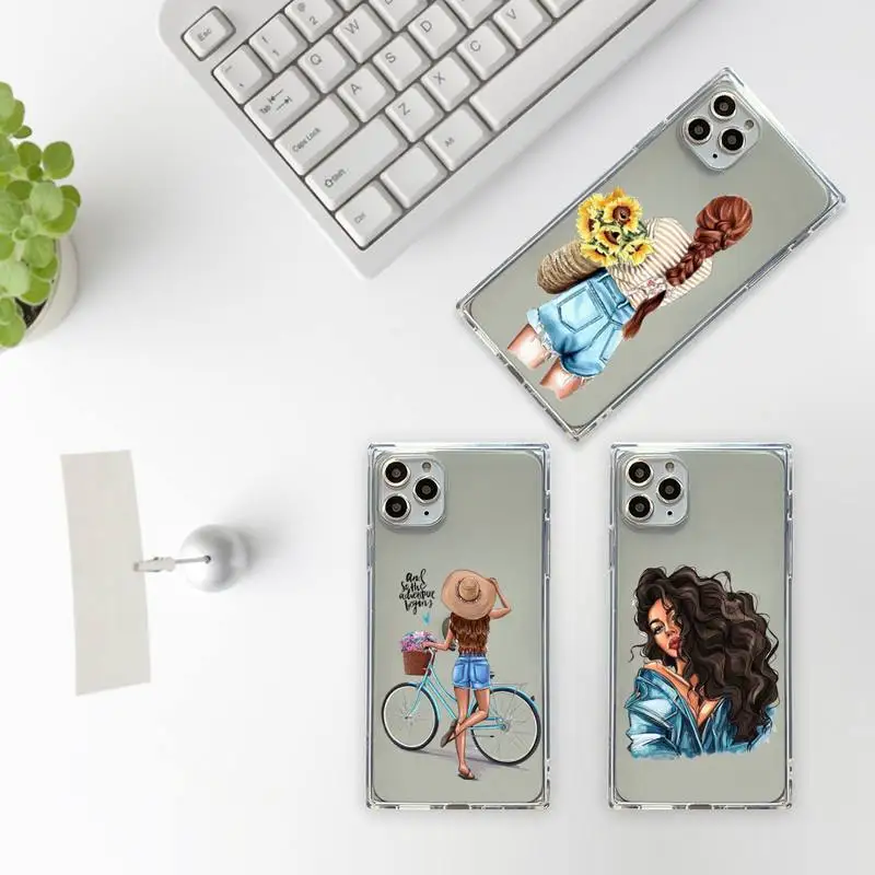 

Christmas Princess Fashion Girl Phone Case Transparent for iPhone 7 8 11 12 se 2020 mini pro X XS XR MAX Plus