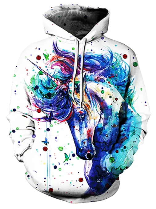 

LIASOSO Latest Fashion Hoodies Men and Women Unicorn Pattern Hoodies 3D Print Hoodie Casual Hip Hop Hooded Sweatshirt