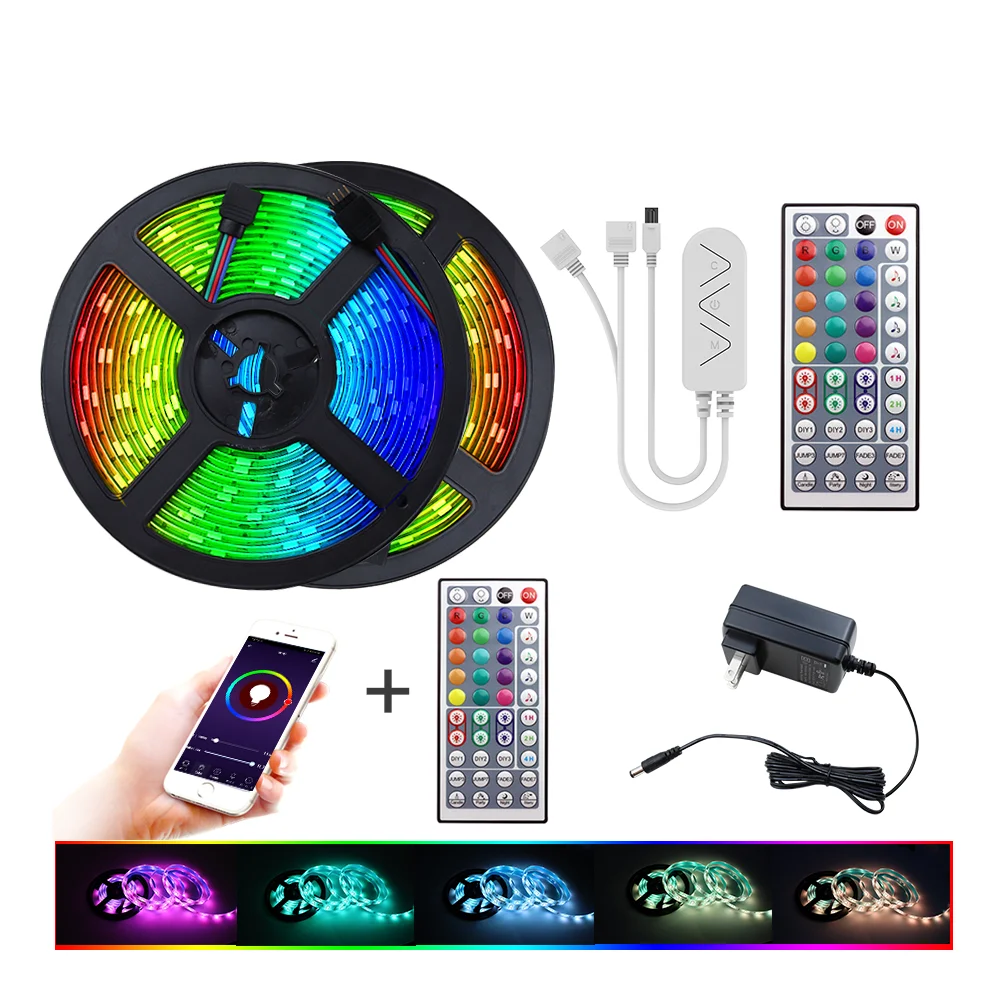 

RGB Led Strip Light, DC12V SMD5050 Flexible Diode Tape, 2021New Design WiFi Bluetooth Music Led Controller, DIY for Home Deco