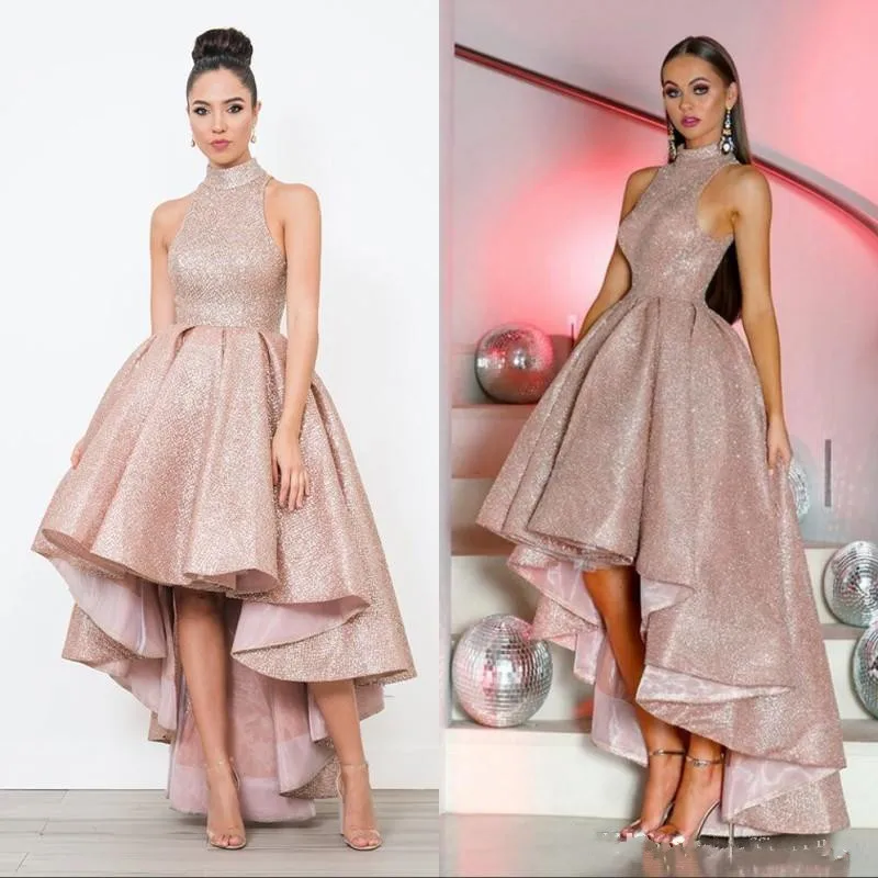 Платье для выпускного блестящее без рукавов с лямкой на шее арабское платье