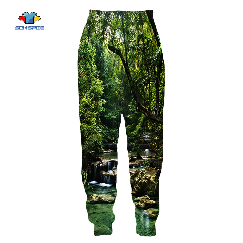 

SONSPEE Casual Streetwear Tree Long Pant Unisex 3D Print Adult Novelty Trousers Jungle Fashion novelty Harajuku Men Sweatpants