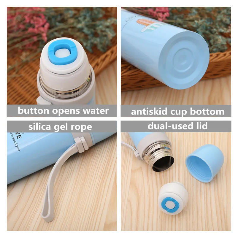 17 унций/500 мл портативный термос из силикагеля с веревкой бутылки для воды
