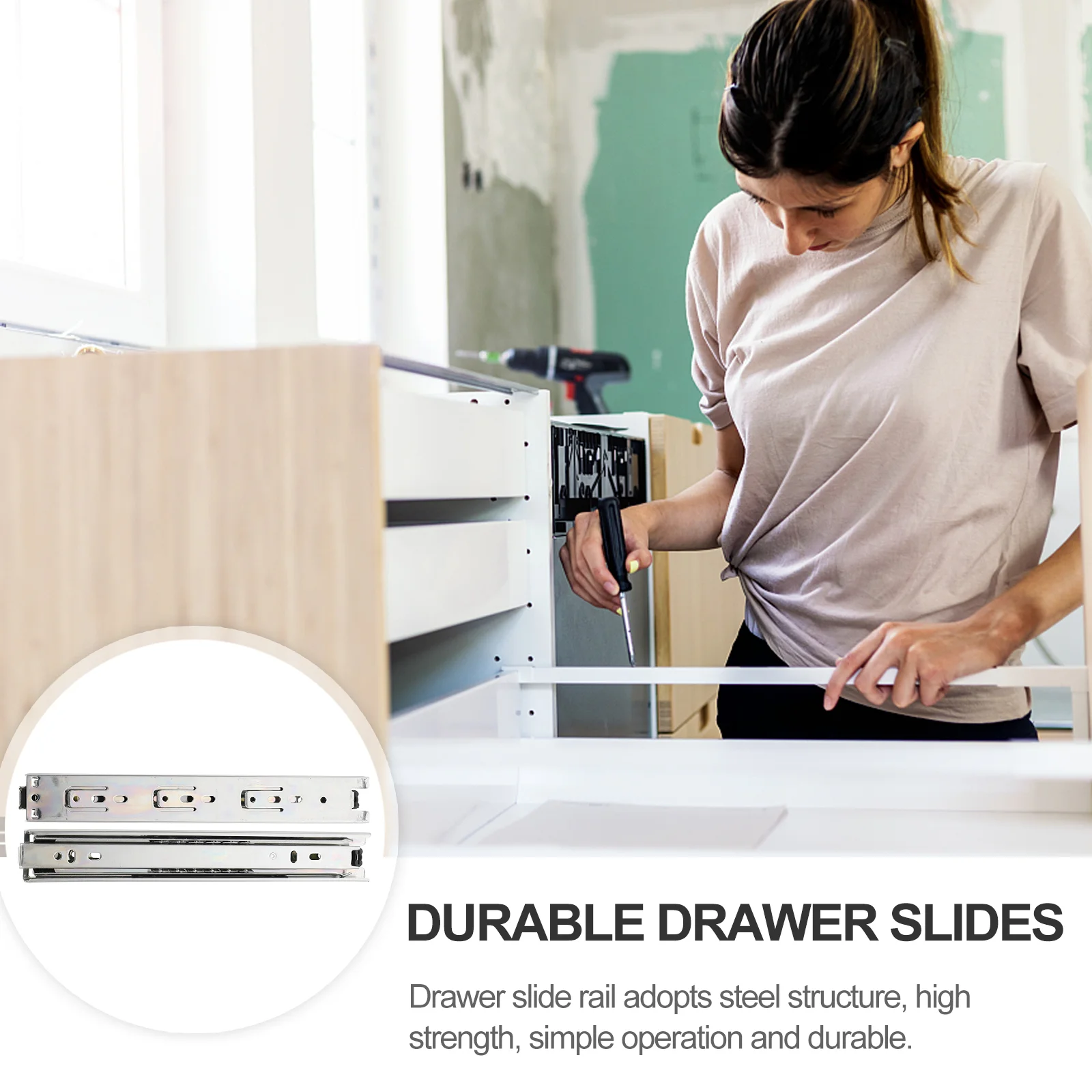 2 пары направляющих для выдвижных ящиков Трехсекционные направляющие мебельные