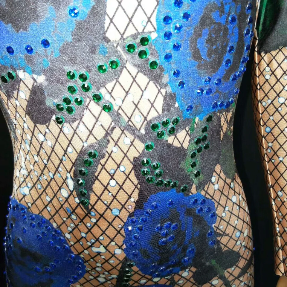 Женский сексуальный комбинезон с золотыми стразами костюм для выступлений