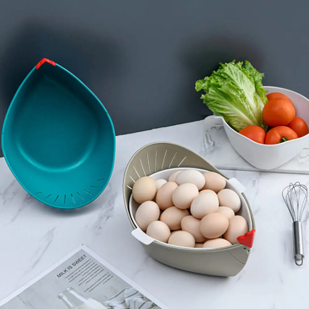 

1pc Creative Double-layer Drain Bowl Kitchen Fruit Vegetable Drying Basket