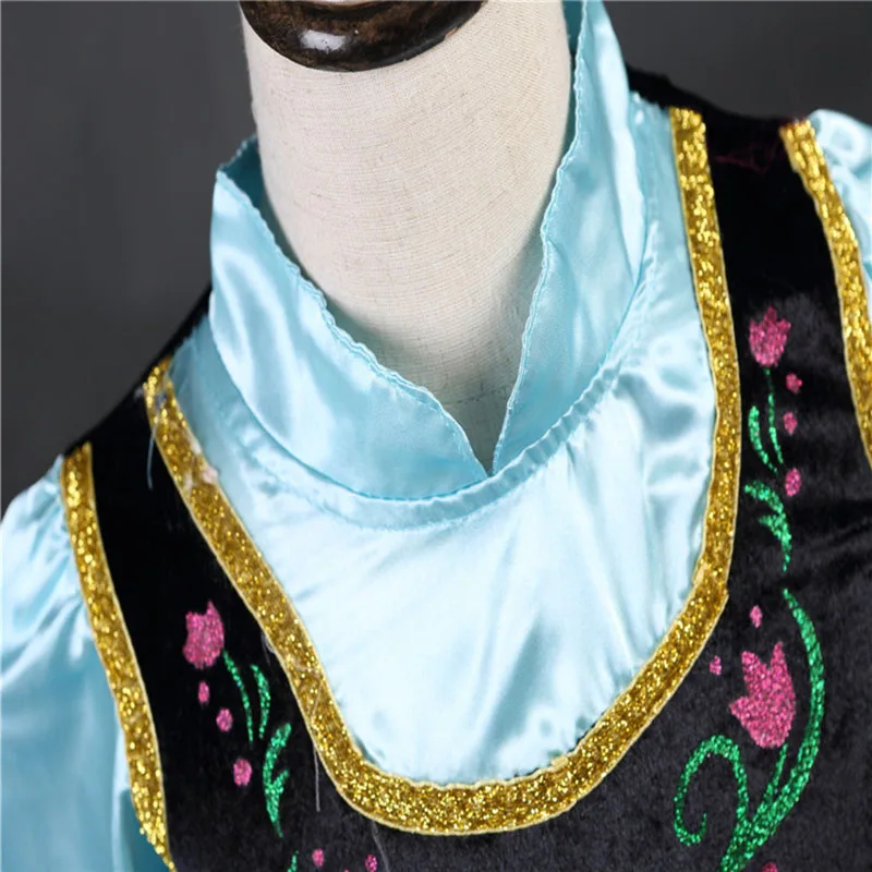 Girls Anna Elsa Princess Dress Kids Costume with Gloves Wig Crown Children Snow Queen Clothes Halloween Birthday Party Dress