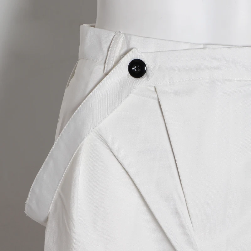 VGH Elegant Solid High Waist Women Pants Button Pleated Slim Straight Long Trousers Female Fashion Summer Korean New