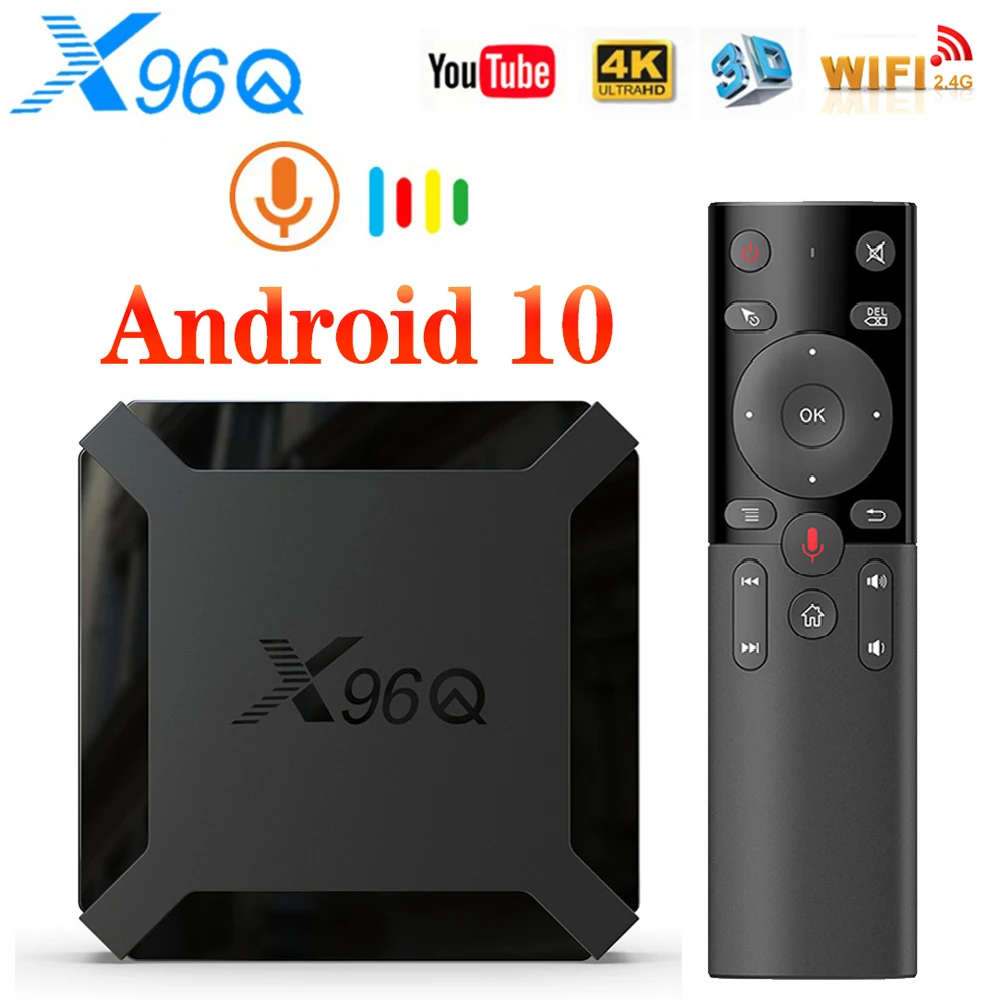X96Q TV Box Android 10 2GB 16GB Allwinner H313 Quad Core 4K 60fps Smart TVBOX Wifi Google Player Youtube X96 Set Top | Электроника