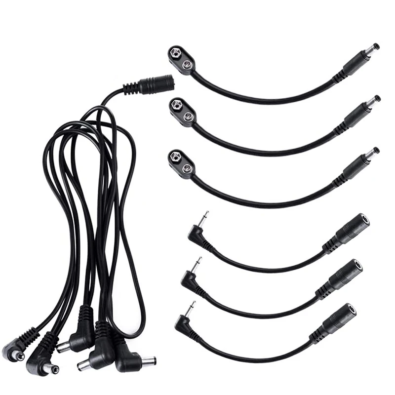 

Guitar Effect Cable Set, 5-Way Daisy Chain Cable, Battery Clip Cable,Power Supply Converter Cable for Guitar
