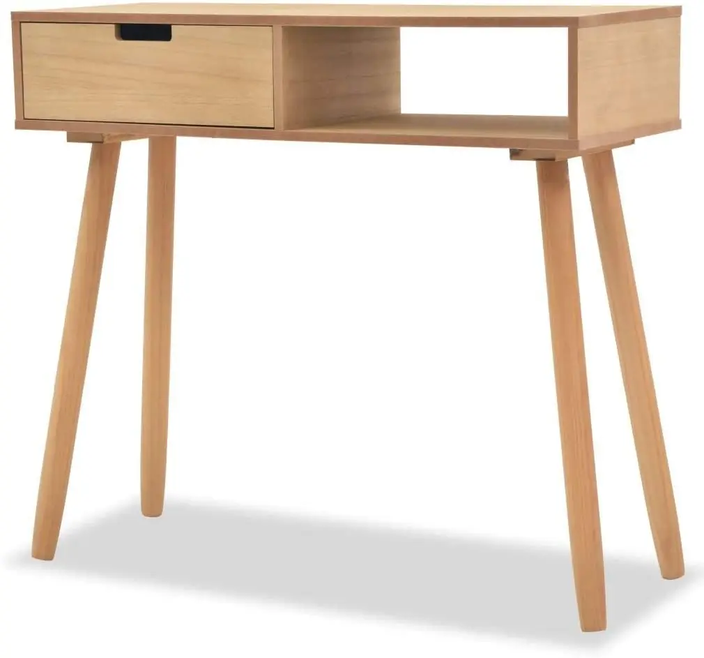 Консольный стол с 1 выдвижным ящиком и открытым отсеком деревянными ножками для