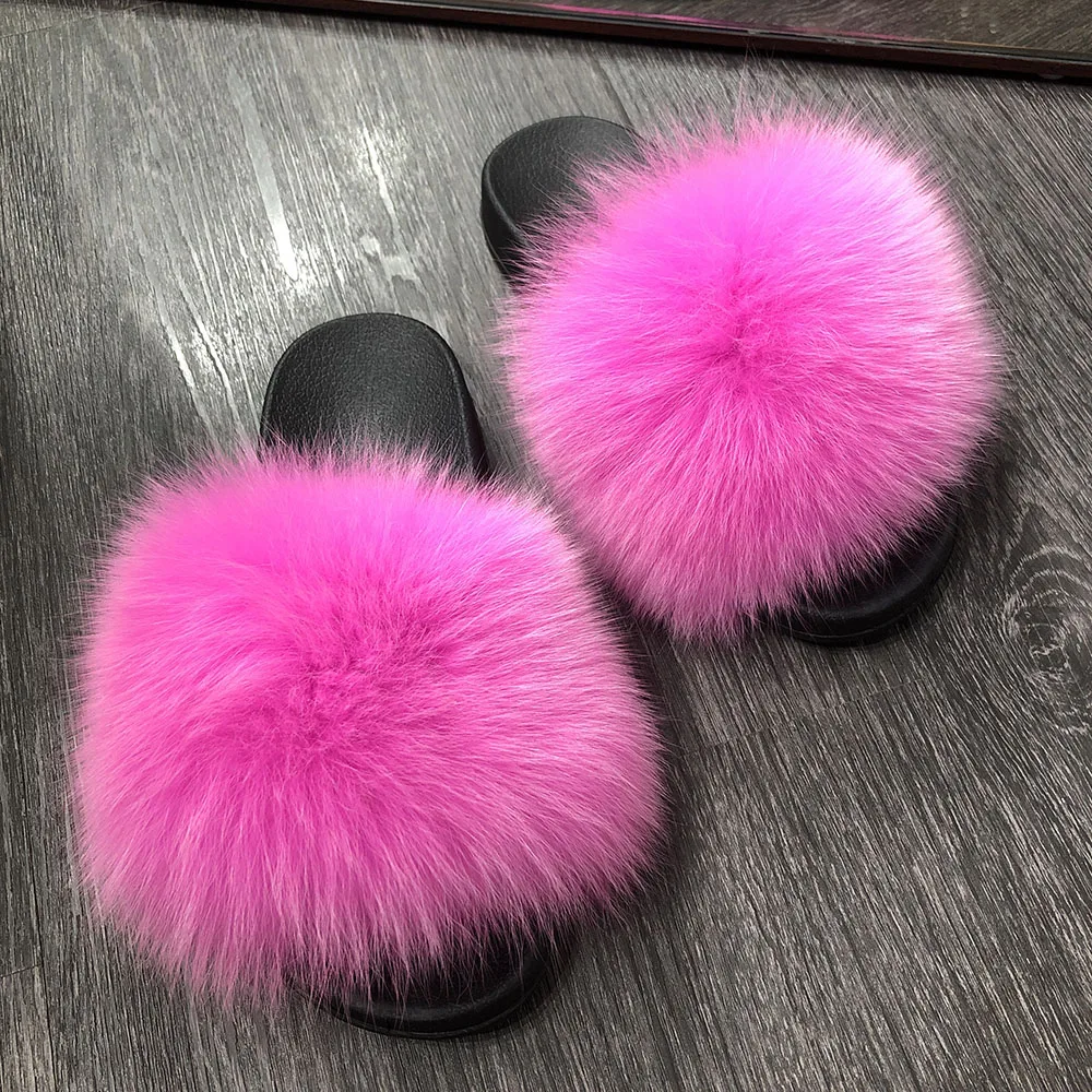 Женские меховые шлепанцы YOLOAgain на плоской подошве из натурального Лисьего