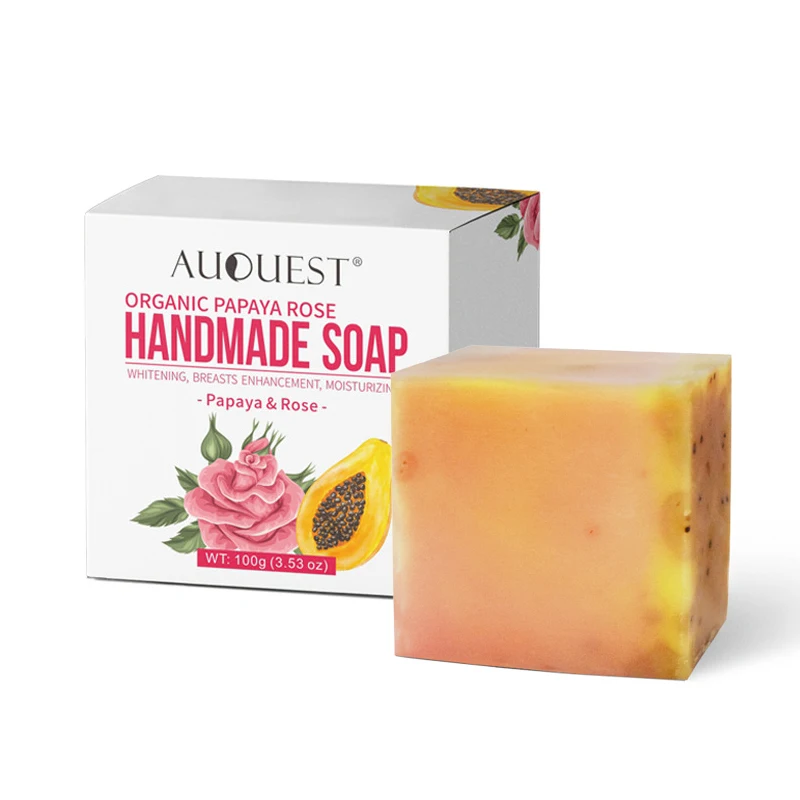 Натуральное мыло AuQuest ручной работы из органического папайи розы увлажняющее