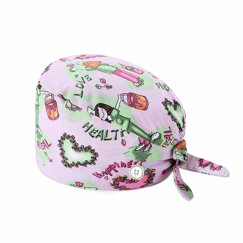 Unisex Cotton Scrub Cap Dentist Women Men Cartoon Anime Printing Pet Veterinary Beauty Pharmacy Lab Work Button | Тематическая