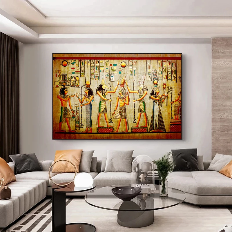 

Retro Ethnic Tribal Figure Wall Art on Canvas Abstract Vintage Poster and Print Picture Decorative Paintings for Livingroom Home