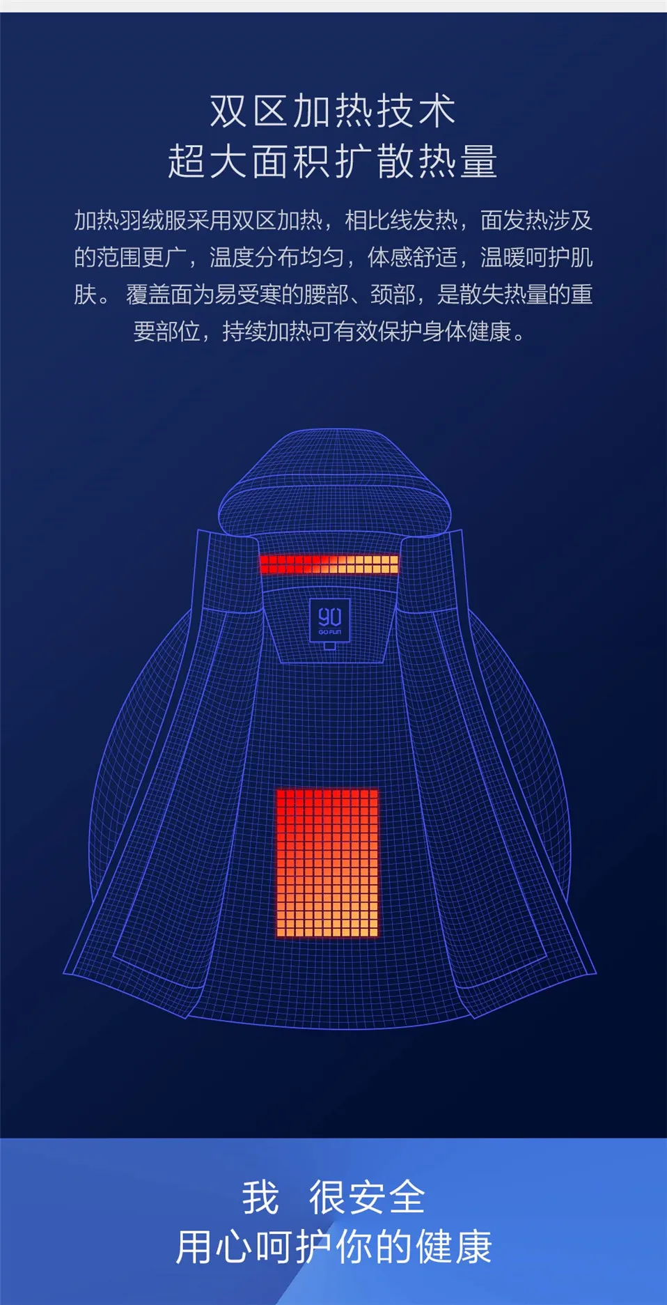 Xiaomi зимний теплый пуховик умный температурный контроль куртка Гусиный пух одежда можно стирать