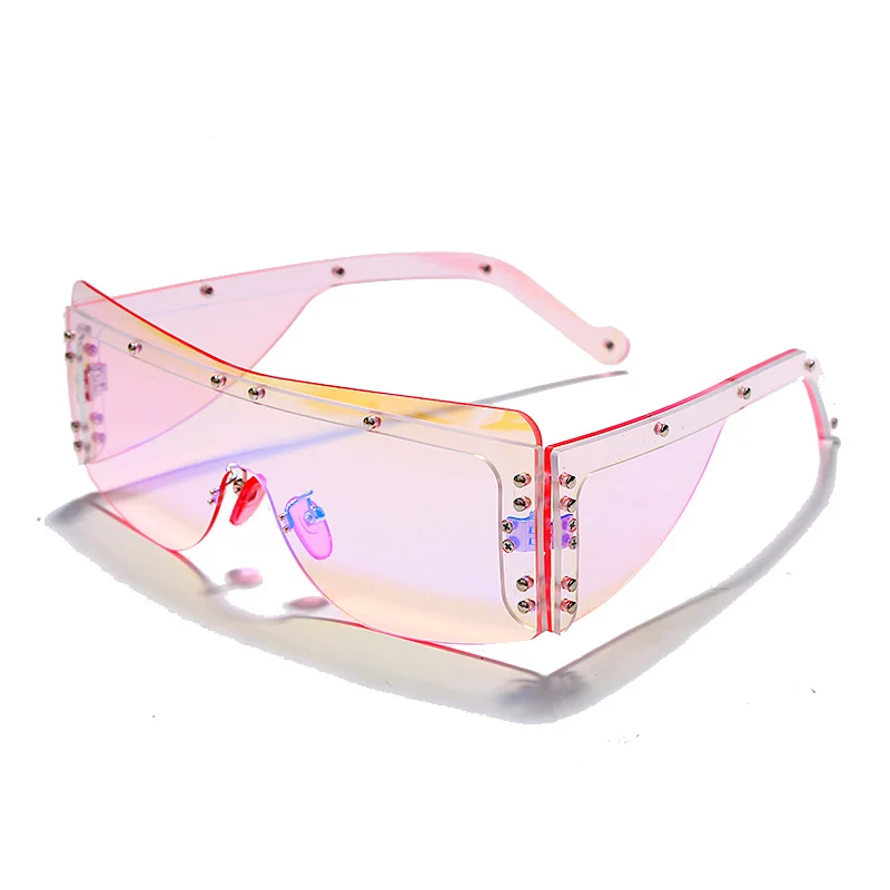 

Fashion Rimless Square Sunglasses Women 2020 Mirror Pink Shades Sunglasses Men Trend Female Eyewear Glasses