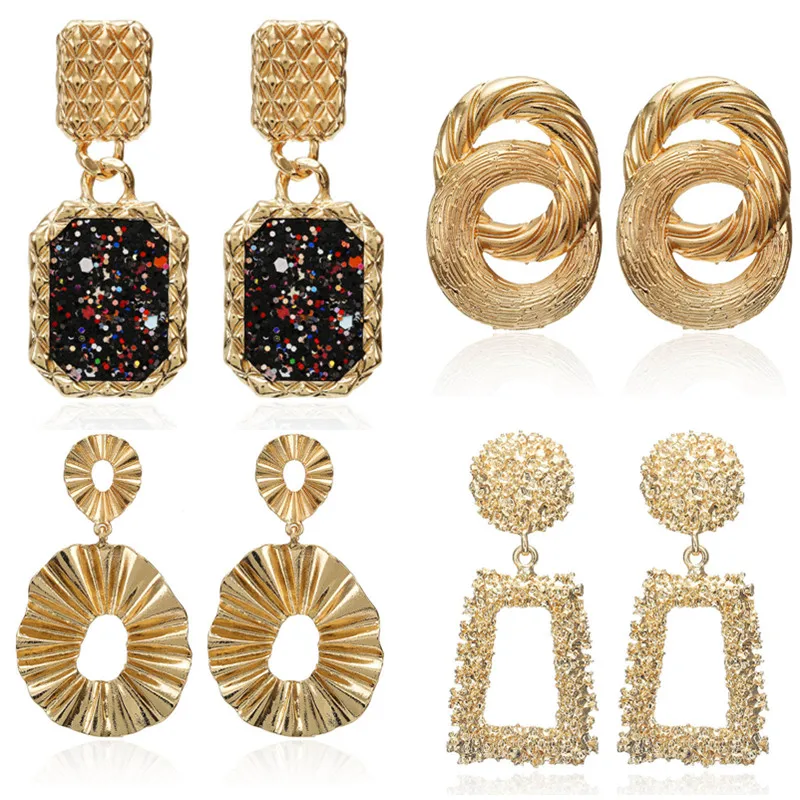 2019 Винтажные серьги большие для женщин эффектные Серьги геометрический