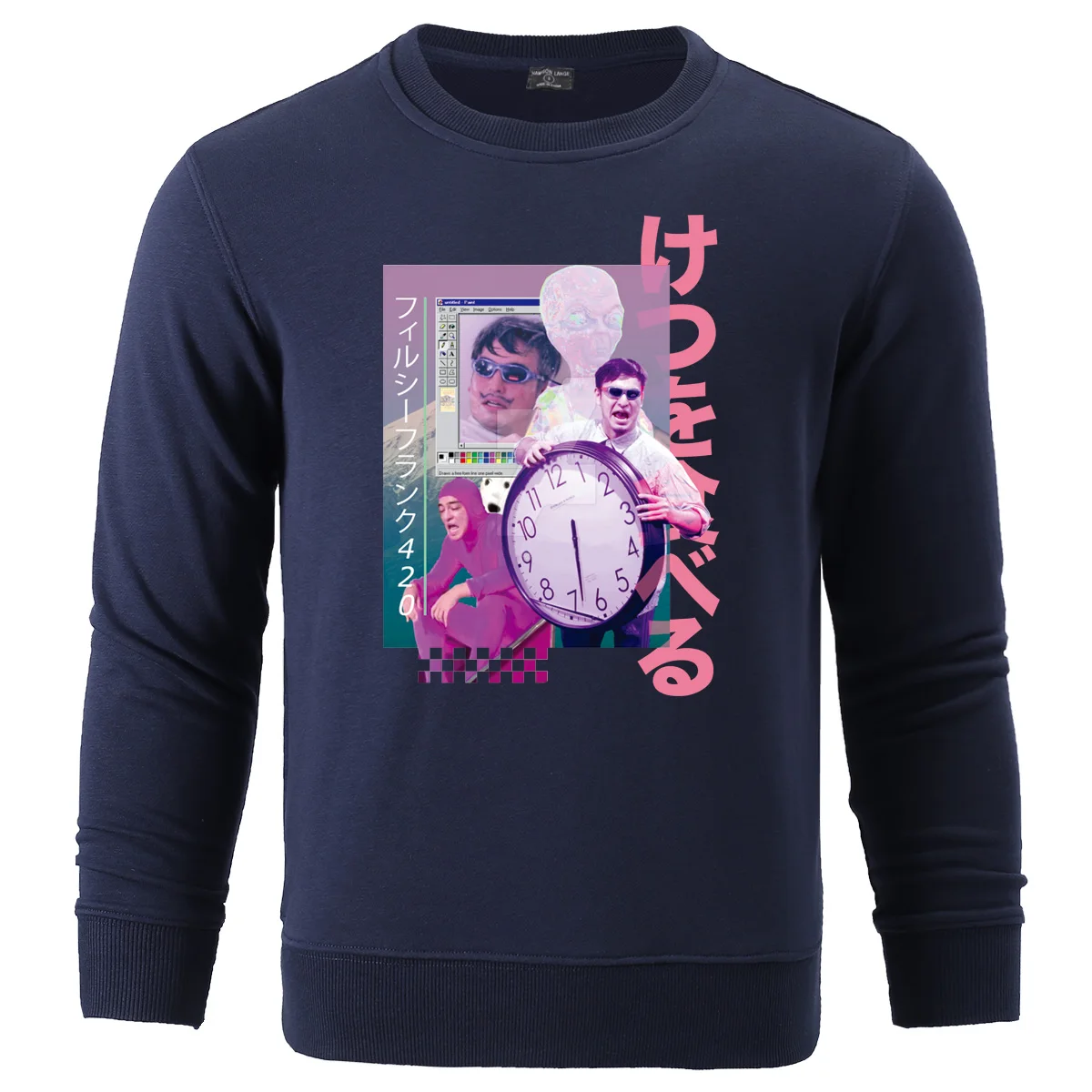 Осень-зима, толстовки с капюшоном в стиле хип-хоп, Vaporwave, винтажные толстовки с принтом, Мужская модная одежда для отдыха, забавная высококачественная одежда - Цвет: dark blue 6