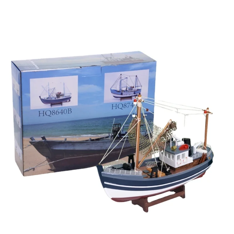 

Sunchamo Smooth Sailing Fishing Model Decoration Living Room Study Home Decorations Crafts Friendship Wooden Boat Decore Gifts