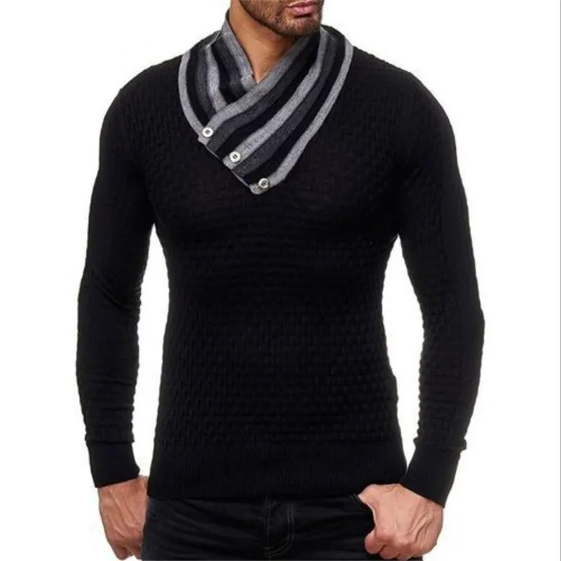 Осень зима 2019 вязанные мужские свитера блуза с длинным рукавом пуловеры