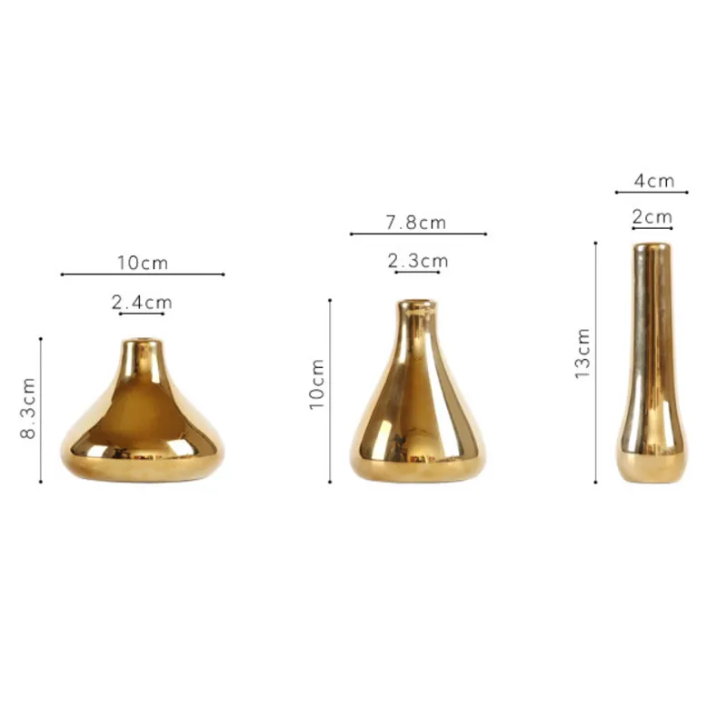 Креативные роскошные золотые маленькие цветочные вазы в скандинавском стиле