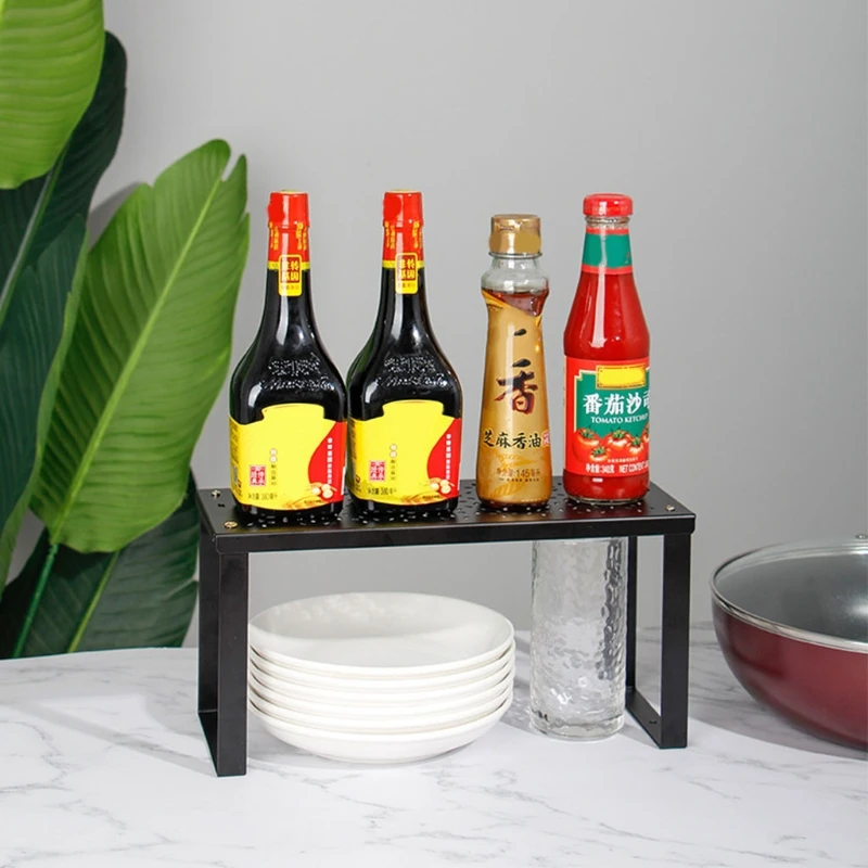 

Kitchen Shelf Storage for Cabinet Counter Cupboard Stackable Rack Organizer Multifunction Seasoning Holder