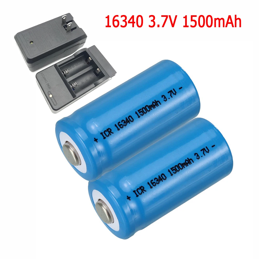 

3.7V 1500mAh Rechargeable Li-ion Batteries 16340 CR123A Battery For LED Flashlight Travel Wall Charger For CR123A 16340 battery