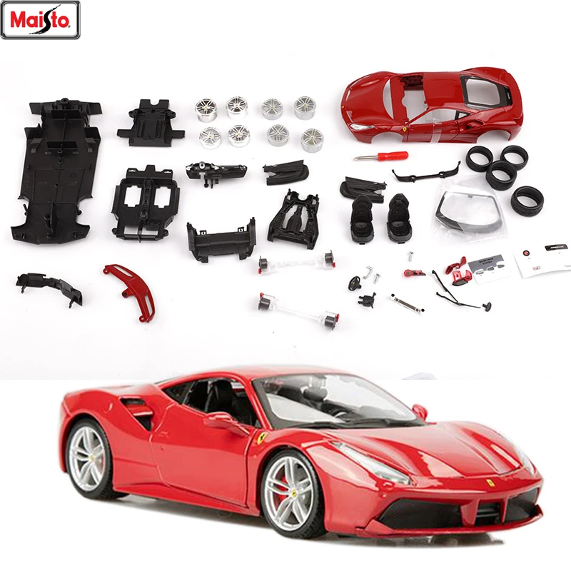 

Maisto 1:24 Ferrari -488 8 styles Ferrari assembled alloy car model assembled DIY toy tool boy toy gift collection