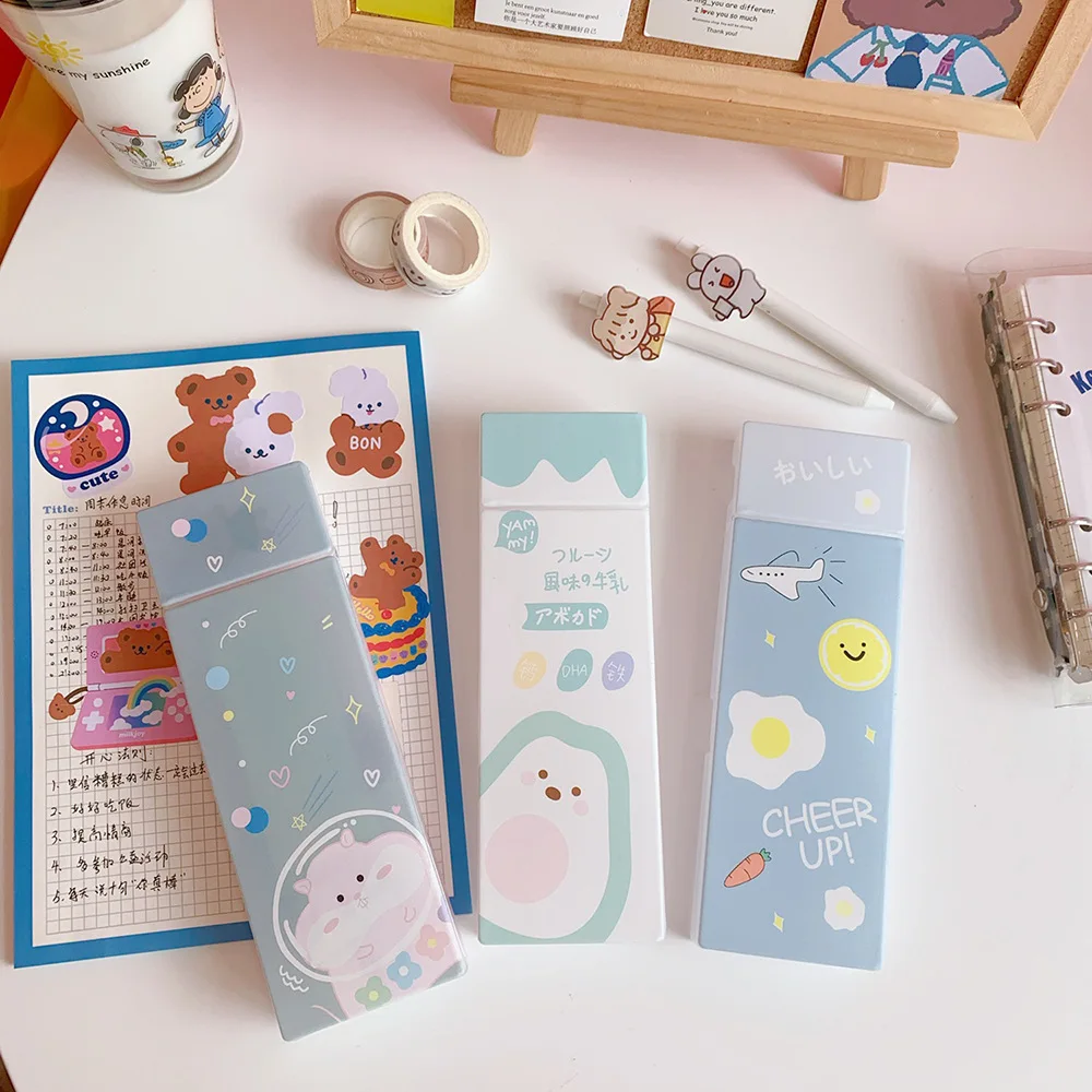 Матовая коробка для карандашей креативная чистая красная Милая канцелярских